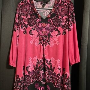 Style & Co. Pink and Black Floral Tunic